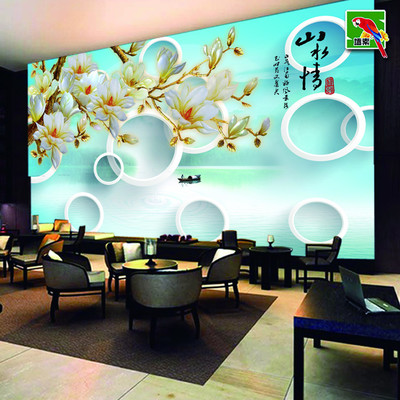 金色玉蘭映華堂 廠家直銷大型無縫壁畫，誠邀藝術空間加盟共創未來